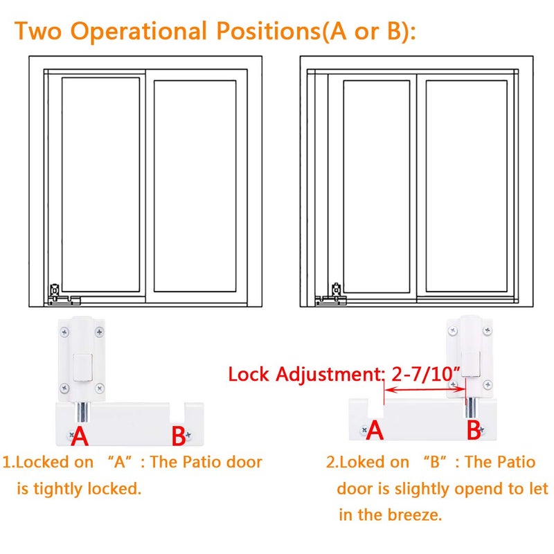 HauSun Patio Sliding Door Security Foot Lock Kick Lock, Fits on Top Rail-Childproof patio Door guardian-or Bottom Rail-Foot Operated-Keep Your Family Safe and Secure(1 Pack,White) - Image 2